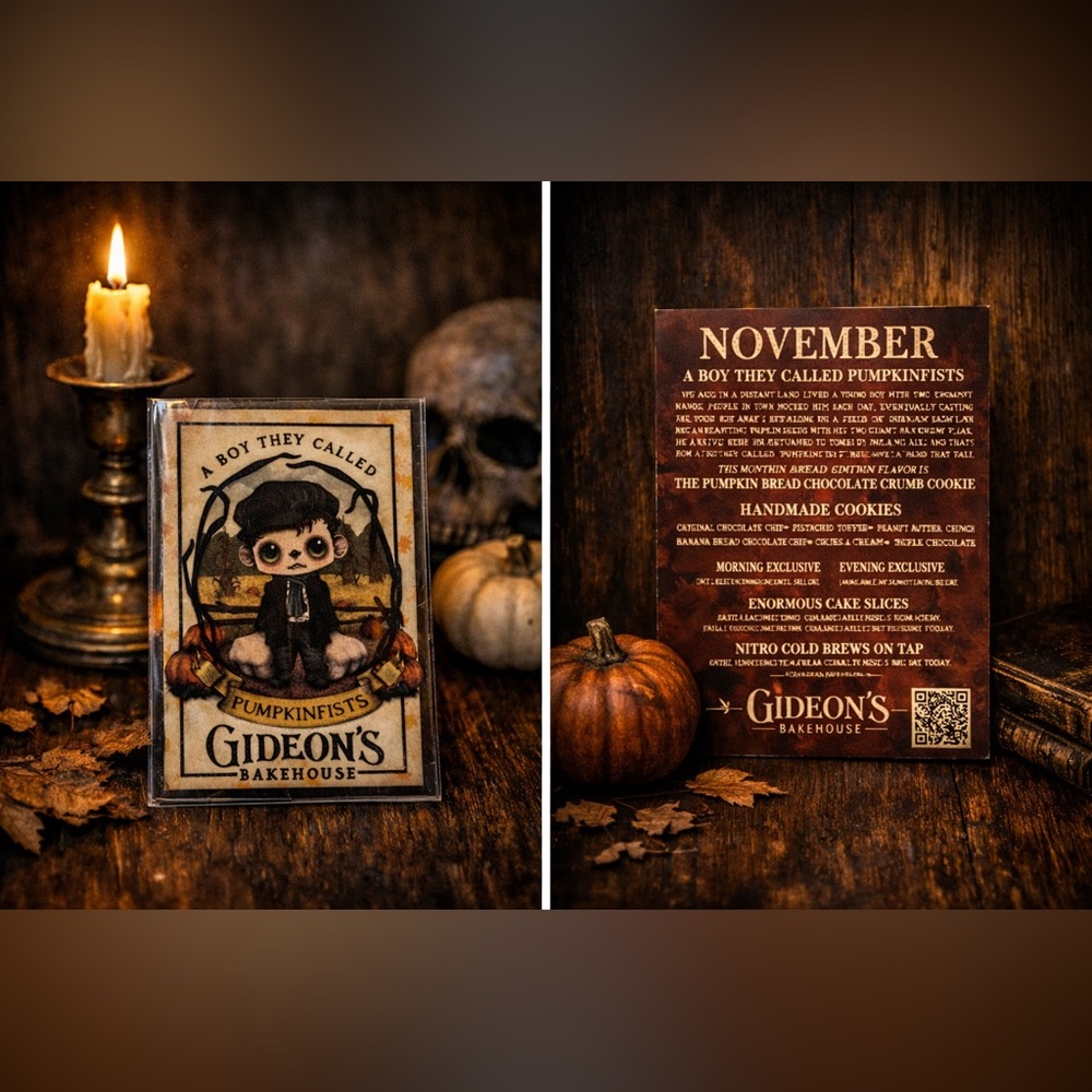Gideon’s Bakehouse November 2022 Pumpkinfists Menu Card